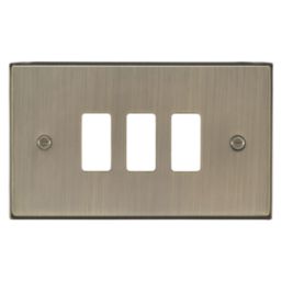 Knightsbridge  3-Module Grid Faceplate Antique Brass