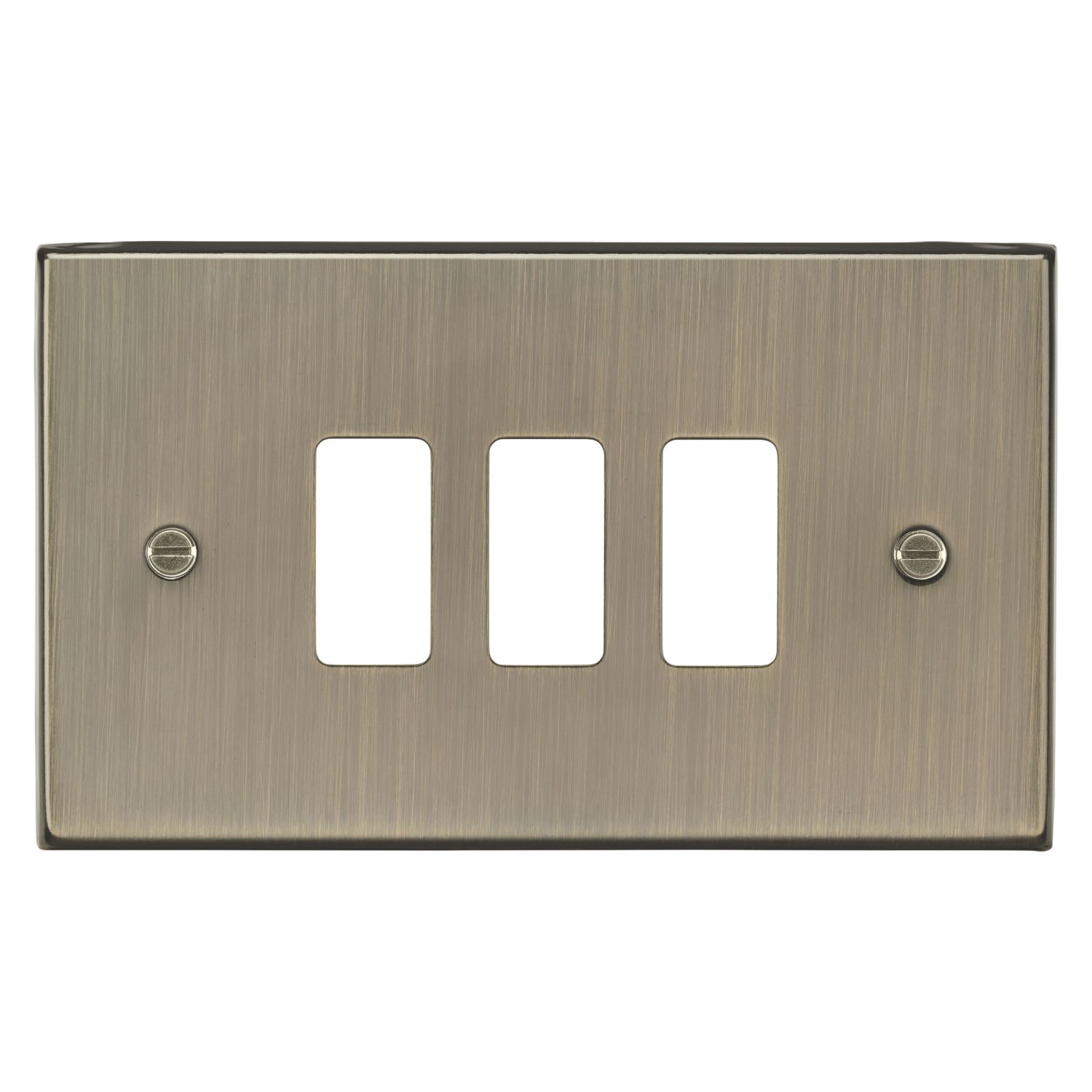 Knightsbridge 3-Module Grid Faceplate Antique Brass (339CR)
