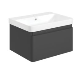 Essentials Genoa Vanity Unit with Basin Matt Black 605mm x 460mm x 360mm