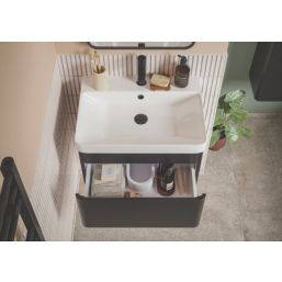 Essentials Genoa Vanity Unit with Basin Matt Black 605mm x 460mm x 360mm