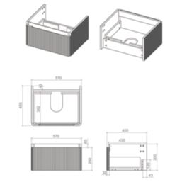 Essentials Genoa Vanity Unit with Basin Matt Black 605mm x 460mm x 360mm