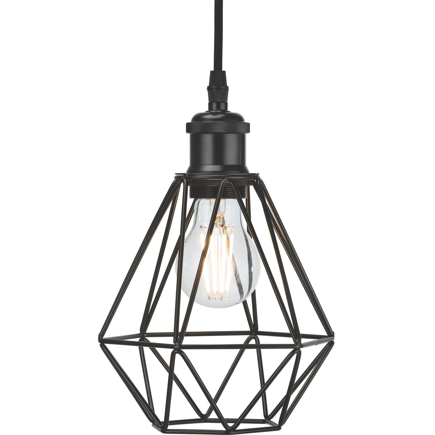 Knightsbridge Matt Black Steel Diamond-Shaped Pendant Cage (339GA)