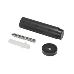 Eclipse Cylindrical Knurled Wall Mounted Projection Door Stop 20 x 83mm Matt Black