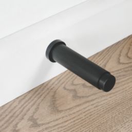 Eclipse Cylindrical Knurled Wall Mounted Projection Door Stop 20 x 83mm Matt Black