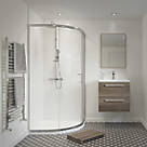 Framed Quadrant Shower Enclosure Reversible Left/Right Opening Polished Silver-Effect/Clear 800mm x 800mm x 1850mm