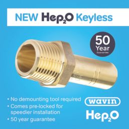 Hep2O  Plastic Push-Fit Adapting Keyless Spigot Male Coupler 15mm x 1/2"