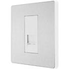 British General Evolve PCDBSBTS1W Slave Telephone Socket Brushed Steel with White Inserts