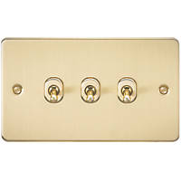 Knightsbridge FP3TOGBB 10AX 3-Gang 2-Way Light Switch  Brushed Brass