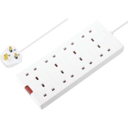 Masterplug 13A 8-Gang Unswitched  Extension Lead White 2m