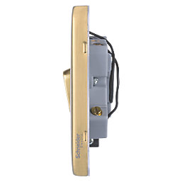 Schneider Electric Lisse Deco 13A Switched Fused Spur & Flex Outlet with LED Satin Brass with Black Inserts