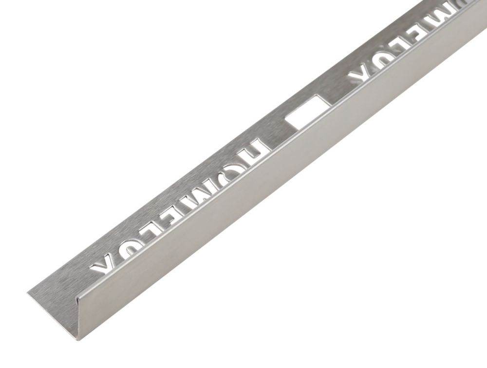 Homelux 21mm Straight Stainless Steel Outdoor Tile Trim Silver 2.5m ...