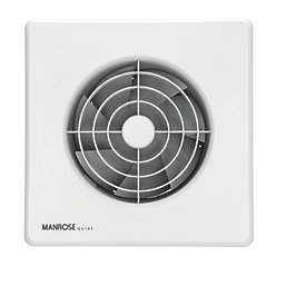 Manrose Quiet Fan X5/ QF100HTX5OP 100mm (4") Axial Bathroom Extractor Fan with Humidistat & Timer White 220-240V