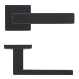 Eclipse Insignia Square Fire Rated Lever on Rose Door Handle Pair Matt Black