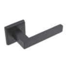 Eclipse Insignia Square Fire Rated Lever on Rose Door Handle Pair Matt Black