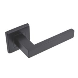 Eclipse Insignia Square Fire Rated Lever on Rose Door Handle Pair Matt Black