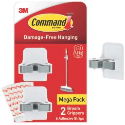 Command White Self-Adhesive Broom Gripper 2 Pack