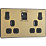 British General Evolve 13A 2-Gang SP Switched Socket + 3A 2-Outlet Type A & C USB Charger Satin Brass with Black Inserts