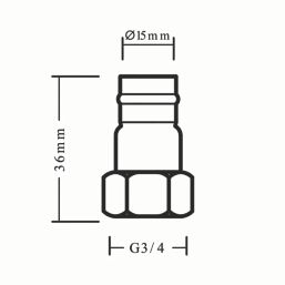 Flomasta  Brass Solder Ring Straight Tap Connectors 15mm x 3/4" 2 Pack