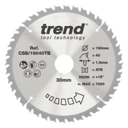 Trend  Wood/Chipboard/MDF Circular Saw Blade 190mm x 30mm 60T