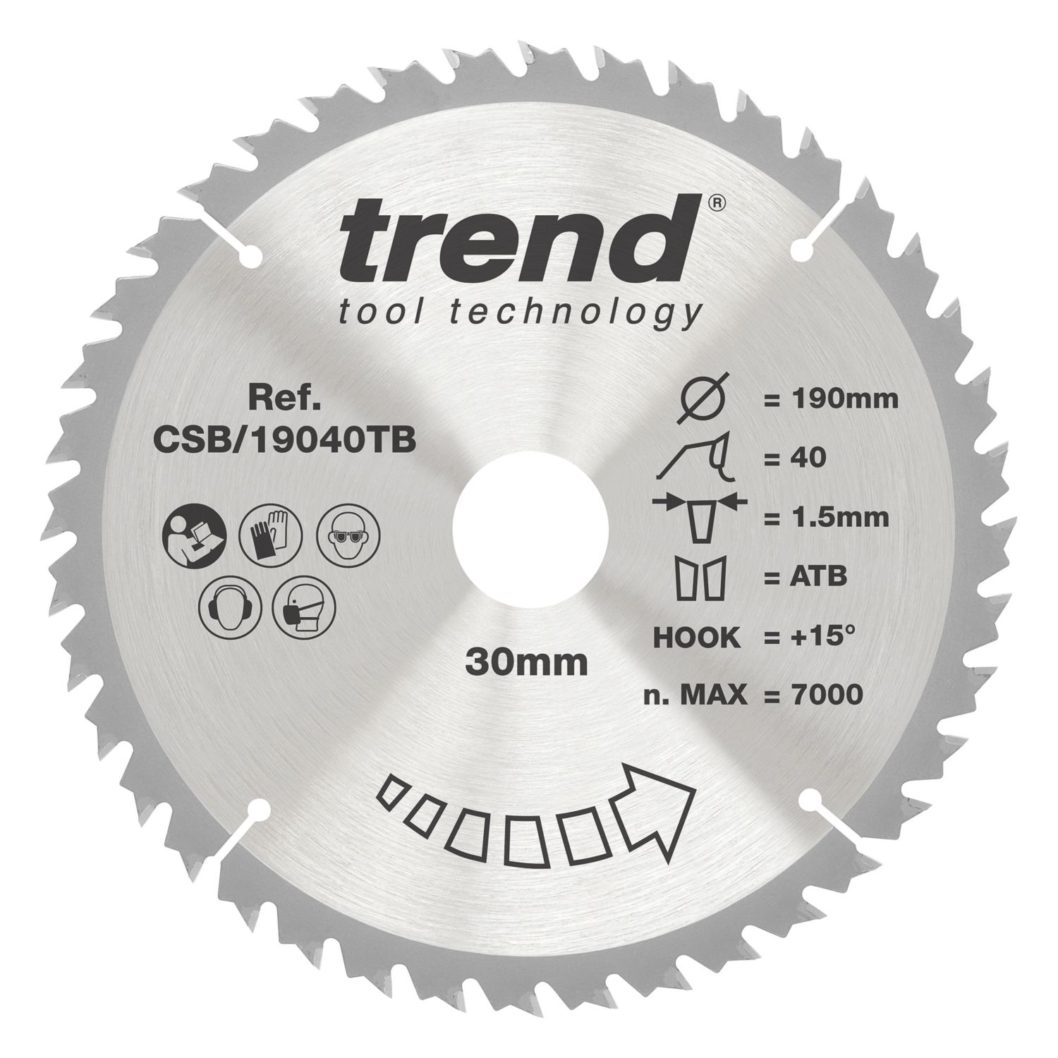 Trend Wood/Chipboard/MDF Circular Saw Blade 190mm x 30mm 60T (341AF)