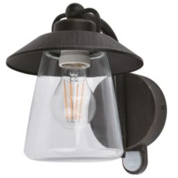 Lutec Cate Outdoor Wall Light With PIR Sensor Black Rust