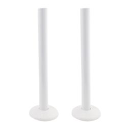 ETAL Danva 15mm x 1/2" Matt White Straight & L/S Modern Thermostatic Radiator Valve & Lockshield