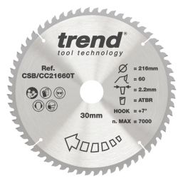 Trend CSB/CC21660T Wood Saw Blade 216mm x 30mm 60T