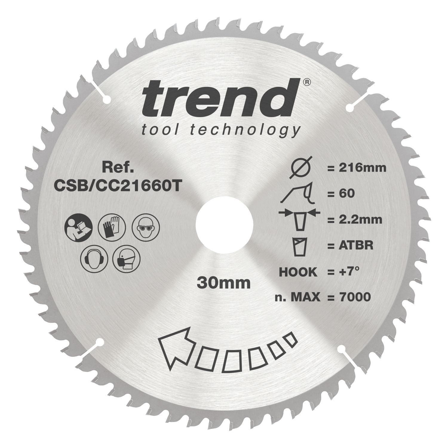 Trend CSB/CC21660T Wood Circular Saw Blade 216mm x 30mm 60T (341EC)