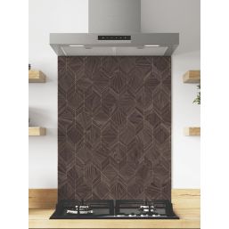 Wilsonart Parquet Walnut Brown/Gold Hob Splashback 600mm x 800mm x 4mm