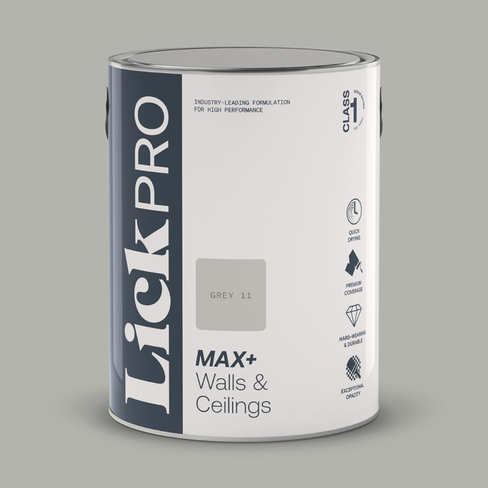 LickPro Max+ 5Ltr Grey 11 Eggshell Emulsion Paint Screwfix
