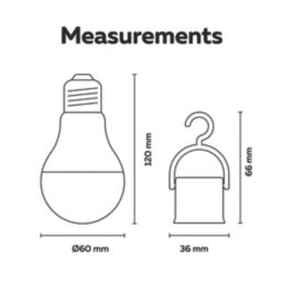 Calex Vista Tones E27 A60 LED Rechargeable Light Bulb 200lm