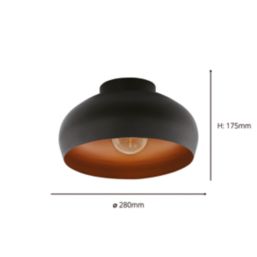 Eglo Mogano 2 Ceiling Light Black/Copper