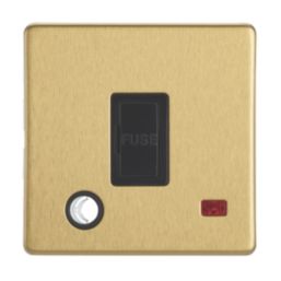 Contactum Lyric 13A Unswitched Fused Spur & Flex Outlet with Neon Brushed Brass with Black Inserts