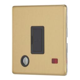 Contactum Lyric 13A Unswitched Fused Spur & Flex Outlet with Neon Brushed Brass with Black Inserts