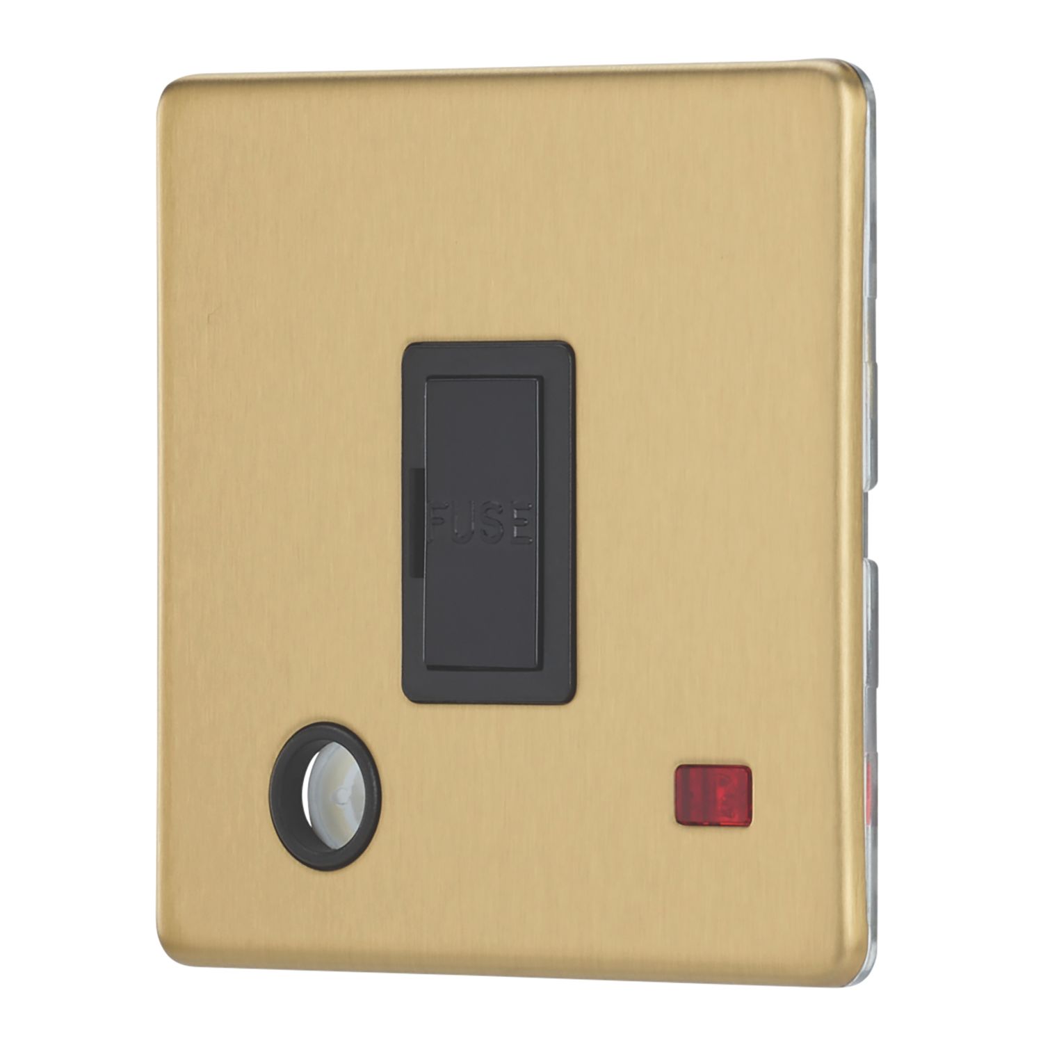Contactum Lyric 13A Unswitched Fused Spur & Flex Outlet with Neon Brushed Brass with Black Inserts (341RR)