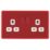 Arlec  13A 2-Gang SP Switched Socket Red  with White Inserts