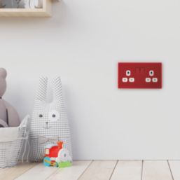 Arlec  13A 2-Gang SP Switched Socket Red  with White Inserts