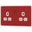 Arlec  13A 2-Gang SP Switched Socket Red  with White Inserts