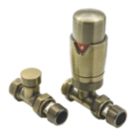 Reina Modal TRV 15mm x 15mm Bronze Straight & L/S Designer Thermostatic Radiator Valve & Lockshield