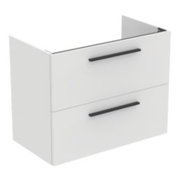 Ideal Standard i.life A Wall-Hung Vanity Unit with Black Handles & Basin Matt White 800mm x 440mm x 630mm