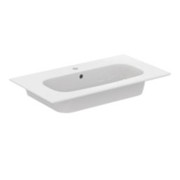 Ideal Standard i.life A Wall-Hung Vanity Unit with Black Handles & Basin Matt White 800mm x 440mm x 630mm