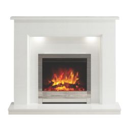 Be Modern Madalyn Electric Fire Suite White Marble 1320mm x 400mm x 1115mm