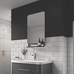Sensio Harbour Rectangular Illuminated Bathroom Mirror With Shelf With 3276lm LED Light 500mm x 790mm