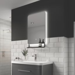 Sensio Harbour Rectangular Illuminated Bathroom Mirror & Shelf With 3276lm LED Light 500mm x 790mm