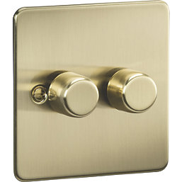 Knightsbridge  2-Gang 2-Way LED Intelligent Dimmer Switch  Brushed Brass