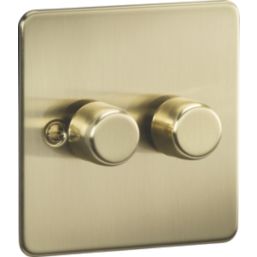 Knightsbridge  2-Gang 2-Way LED Intelligent Dimmer Switch  Brushed Brass