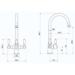 ETAL  Traditional Cruciform 3-in-1 Boiling Water Kitchen Tap Gun Metal