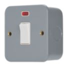 Contactum  20A 1-Gang DP Metal Clad Control Switch with Neon with White Inserts