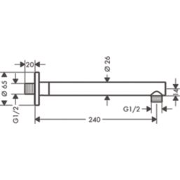 Hansgrohe Vernis Blend  Shower Arm Matt Black 240mm x 26mm