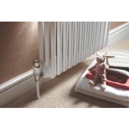 Drayton TRV4 15mm x 1/2" White/Chrome Angled & L/S Designer Thermostatic Radiator Valve & Lockshield